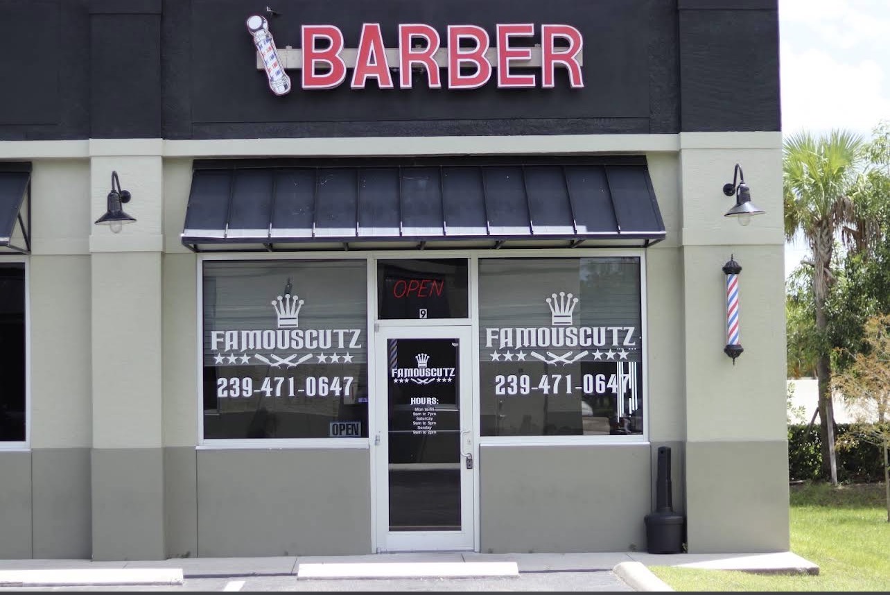 FamousCutz Barbershop storefront on Santa Barbara Blvd in Cape Coral